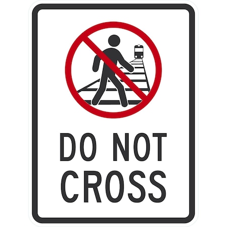 Lyle Do Not Cross the Rail Trail with Graphic, 18x24, High Intensity Prismatic, White G-10422-HI_18x24