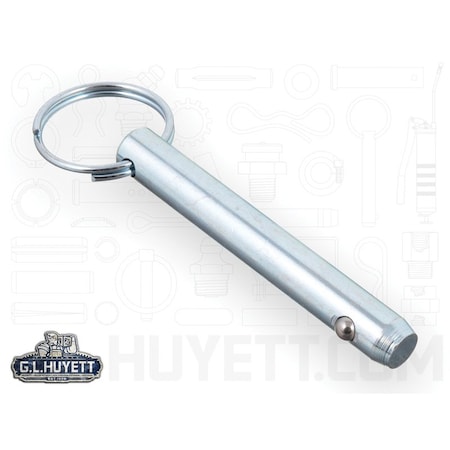 Huyett Detent Pin, Zinc Plated Medium Carbon Steel, 0.375 in Dia x 2.000 in Effective L x 0.379 in Hole Dia DTP-0375-2000