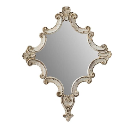 Homeroots 30" White Diamond Solid Wood Framed Accent Mirror 485017