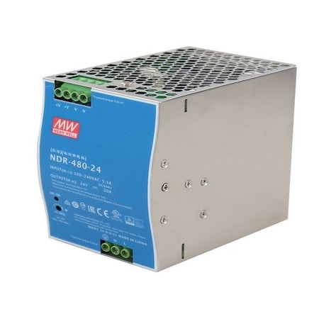 Meanwell Mean Well - AC-DC Single output Industrial DIN rail power supply; Output 24Vdc at 20A; me NDR-480-24