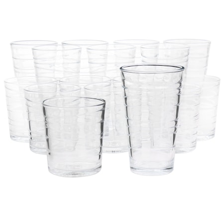 Gibson Home 16 Piece Swirl Clear Assorted Glassware Set 141410.16
