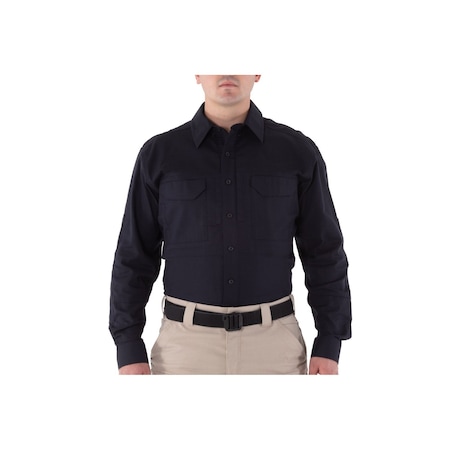 First Tactical Long Sleeve Shirt, 35% Cotton, 65% Polyester, Button, 4 Pocket(s), Midnight Navy, M 111006