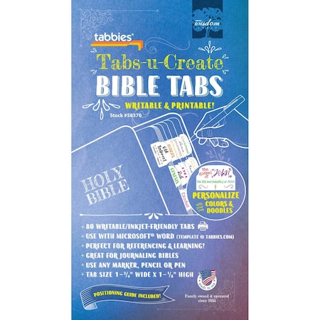 Tabbies BIBLE INDEXING TABS-TABS-U-CREATE-80 WRITABLE/INKJET FRIENDLY BLANK TABS, 1-3/4"Wx1-1/8"H, 10PK 58370