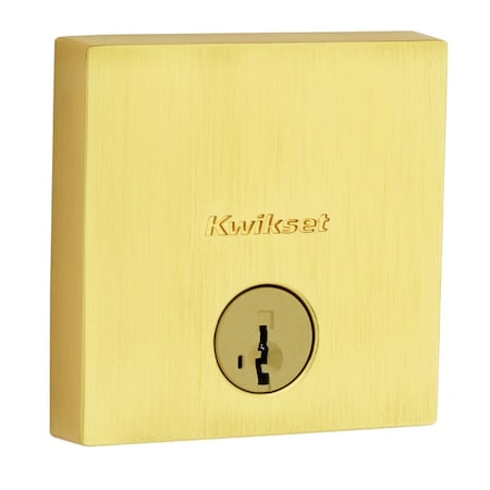 Kwikset Downtown Square Contemporary Low Profile Single Cylinder SmartKey Deadbolt with 6AL Latch and 258SQT-4S.STRKP