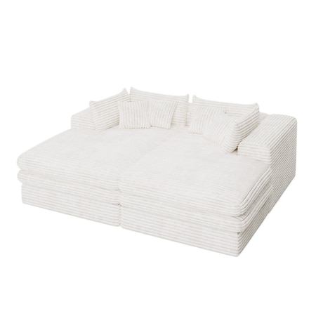 Homeroots 79" White Corduroy Sleeper Sofa 719548