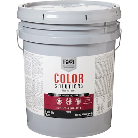 Do It Best Color Solutions 100% Acrylic Latex Self-Priming Flat Exterior House Paint Wht 5 Gal. CS45W0701-20