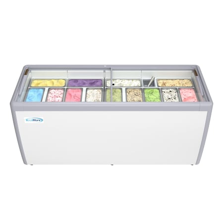 Koolmore 70 in. Gelato Dipping Cabinet Display Freezer with Sliding Glass Door, 13 Pans, 20 Cu. Ft. KM-GDC-71SD