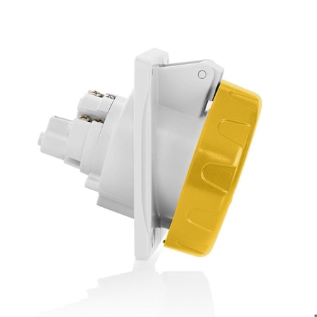 Leviton Pin & Sleeve Receptacle, 32 A, 100/130V AC, 2 Pole, Yellow W232-R4