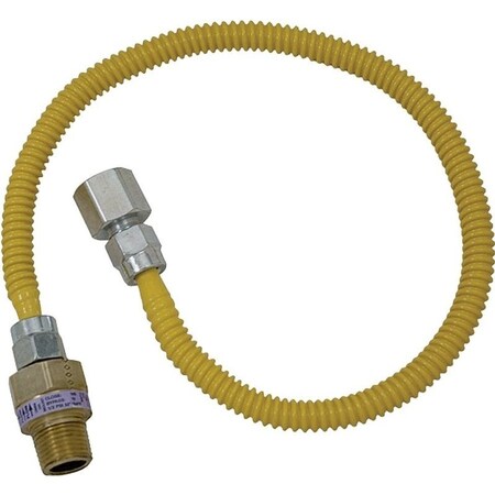 Brasscraft ProCoat Series Straight Gas Connector, 1/2 in, FIP x MIP, Stainless Steel, 18 in L, 3/8 in OD CSSL54-18