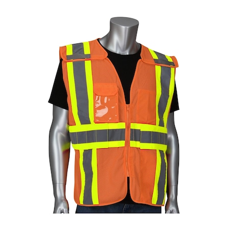 Pip ANSI Type R Class 2 Expandable Two-Tone Mesh Breakaway Vest 302-0590OR-M/XL