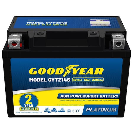 Goodyear GYTZ14S - 12 Volt 13 AH, 230 CCA, Rechargeable High-Performance, SLA - AGM Battery GY4140771