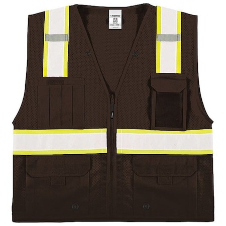 Kishigo Safety Vest, Brown, Size L/XL B108-L-XL