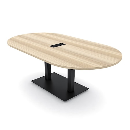 Skutchi Designs Racetrack Conference Table With Power, 48 in W, 84 in L, Brown HAR-RAC-48X84-DOU.BK-K525-EBLK