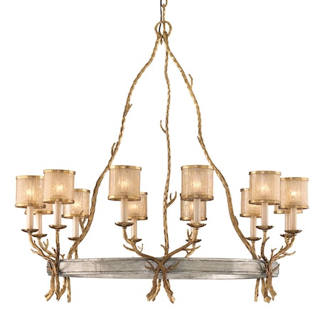 Corbett Lighting Parc Royale 12 Light Chandelier 41 In. Vintage Gold Leaf 66-012-VGL/SSL