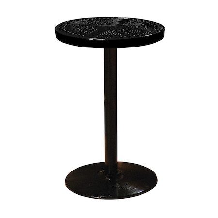Leisure Craft 24" Round Perforated Pedestal Table, Portable, 40"H, Black 24TAB40-BLACK