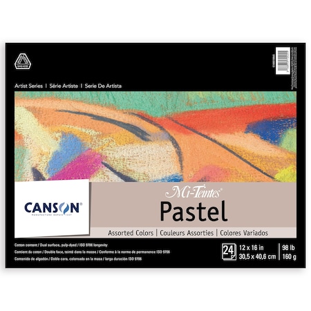 Canson Artist Series Mi-Teintes Pastel Pad, Assorted Colors, Foldover Binding, 24 Sheet, 12x16 inch C100510865
