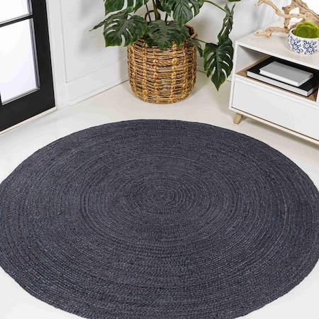 Jonathan Y Zara Braided Coastal Cottage Round Jute Navy 6 ft Round Area Rug RNF116B-6R