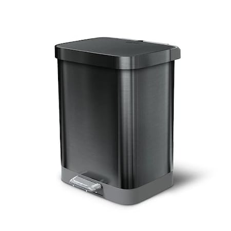 Bsl Titan Tall Stainless Steel Step Trash Can 13 Gallon / 50L with Antimicrobial Lid, Pewter GLD-74530
