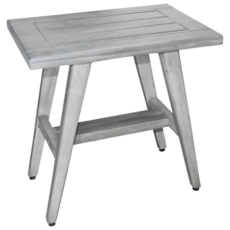 Homeroots 18" X 18" Gray Solid Wood Rectangular Shower Bench 383380