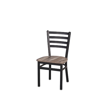 Bfm Seating Lima Ladder Back Chair - Farm House Relic Seat - Steel Frame - Sand Black Finish 2160CFHR-SB