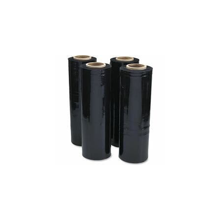 Universal Black Stretch Film, 18"x1,500ft Roll, PK4, 18" W x 1,500 ft L, Semi-Opaque Black UNV62120