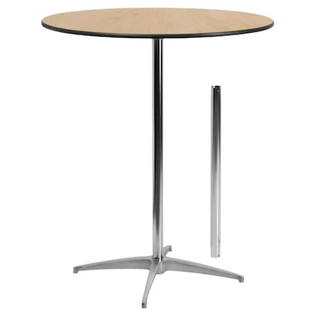 Flash Furniture Round Pub Table w/2 Columns, Rnd, Brchwd Top, 36", Wood Top, Wood Grain XA-36-COTA-GG