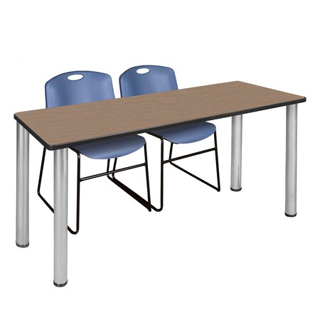 Regency Kee Training Table W/ 2 Zeng Chairs, 72 in W, 24 in L, Noble Oak MT7224NOBPCM44BE