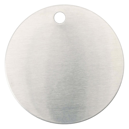 Zoro Select Blank Tag, Brass, 2 in H x 2 in W, Silver, Round, 25 PK 43586