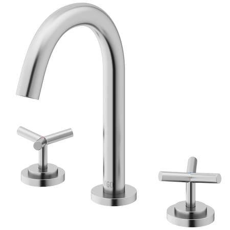 Vigo Jewel Two Handle Three-Hole Widespread Bathroom Faucet with Cross Handles in Brushed Nickel VG01308BN