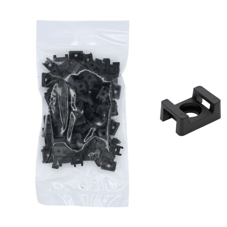 Cable Ties Unlimited Cable Tie Saddle Mount, Mounting Base, No. 4 Screw, Nylon 6/6, UV Resistant, Black, 100PK CTM4-0C