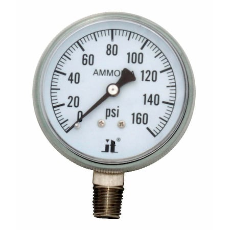 Zenport Ammonia Gas Pressure Gauge, 160 PSI APG160