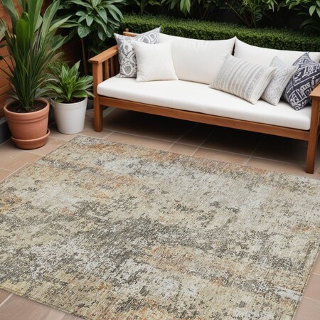 Homeroots 10' X 14' Terra Cotta Beige And Dark Gray Abstract Washable Indoor Outdoor Area Rug 605529