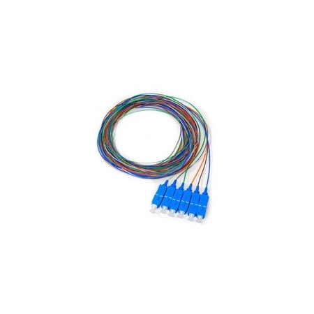 Cable Wholesale 6 Strand Fiber Pigtail, 9/125 SinglemodeBlue Boot, SC/UPC, 3 meter 15F1-00106