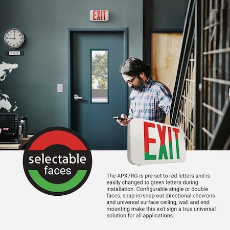 Sure-Lites Red/Green Selectable Lettering Polycarbonate LED Exit Sign APX7RG