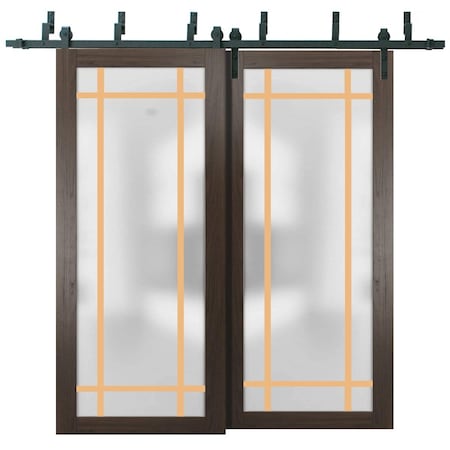 Sartodoors Sliding Closet Frosted Glass Barn Bypass Doors with Hardware Planum 2113 64x80 (2* 32x80) Solid Cor PLANUM2113BBB-CA-64 x 80 (2* 32x80)