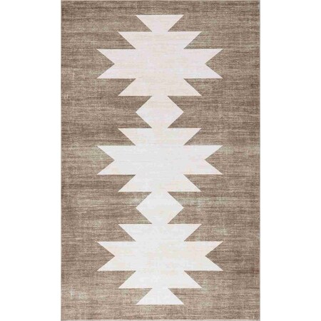 Jonathan Y Peyton Minimalist Geometric Totem Non-Slip Machine-Washable Beige/Cream 3 ft. x 5 ft. Area Rug WSH510L-3