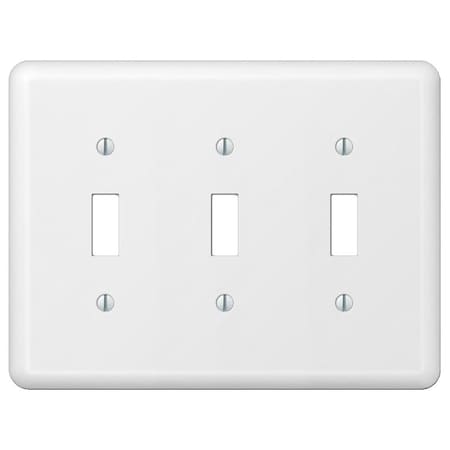 Amerelle Devon Wallplate, 5 in L, 6-9/16 in W, 3 -Gang, Steel, White 935TTTW