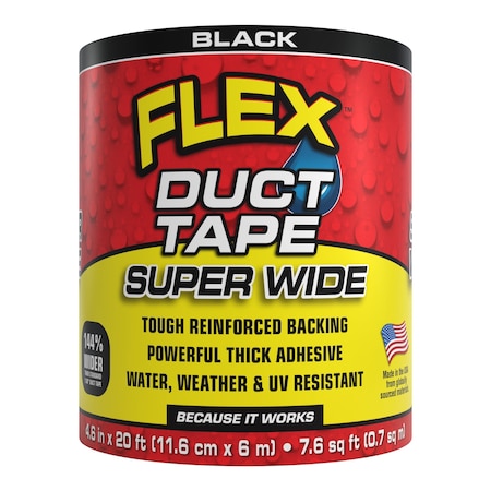 Flex Seal Flex Seal Family of Products Flex Super Wide Duct Tape 4.6 in. W X 20 ft. L Black Duct Tape DTBLKR4620