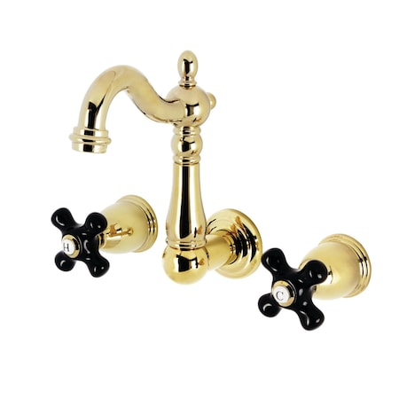 Kingston Brass Double-Handle Wall Mount Bathroom Faucet, Polished Brass KS1222PKX