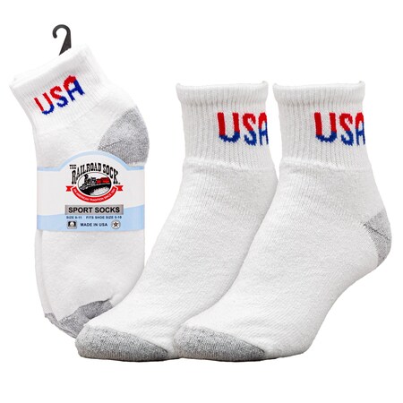 Railroad Sock Medium Patriotic USA Quarter Socks, 3PK USA 9-11 Quarter