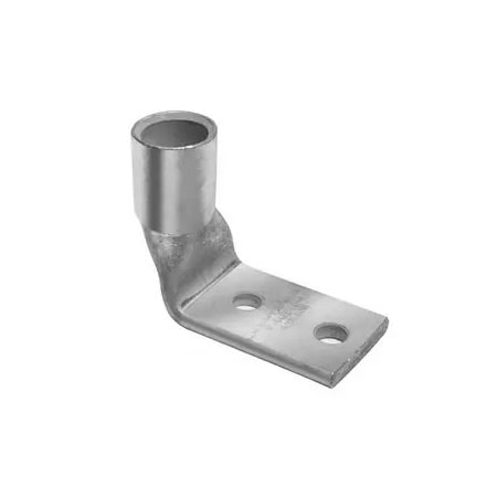 Burndy Two-Hole Compression Lug, 6 AWG Max, 1/4 in Stud, Long Barrel, Copper, Blue YAZ6C2TC1490