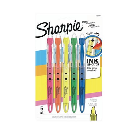 Sharpie Liquid Highlighter Set, Chisel Tip Fluorescent Colors PK5 24575PP