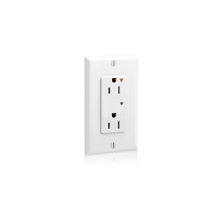 Leviton Straight Blade Receptacle, 5-15R, 15 A, 125V AC, Flush Mount, Isolated Ground 5280-IGW