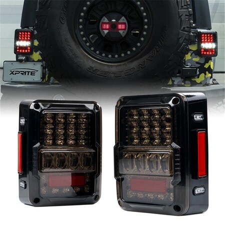 Xprite Usa Destroyer Series LED Taillights with Smoke Lens for 2007 - 2018 Jeep Wrangler JK TL-JK-SMK-G7