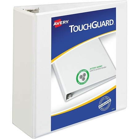 Avery Dennison Avery Touchguard Antimicrobial View Binder with Slant Rings, 4" Capacity, White 17145*****