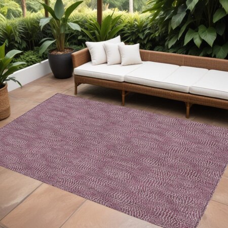 Homeroots 9' X 12' Eggplant And Ivory Geometric Washable Indoor Outdoor Area Rug 602363