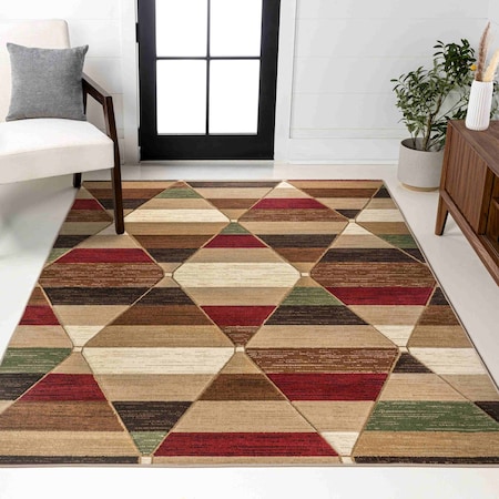 Jonathan Y Kehoe Retro Diamonds Geometric Red/Brown/Cream 5 ft. x 8 ft. Area Rug UNQ101B-5