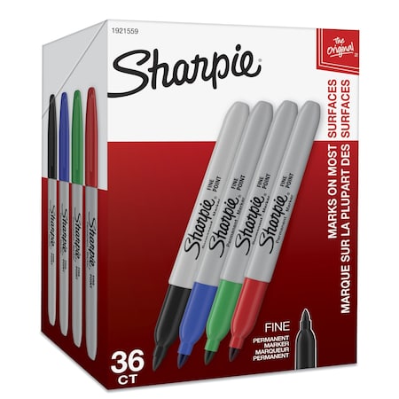 Sharpie Permanent Marker, Fine Tip, Capped, 36 PK 1921559