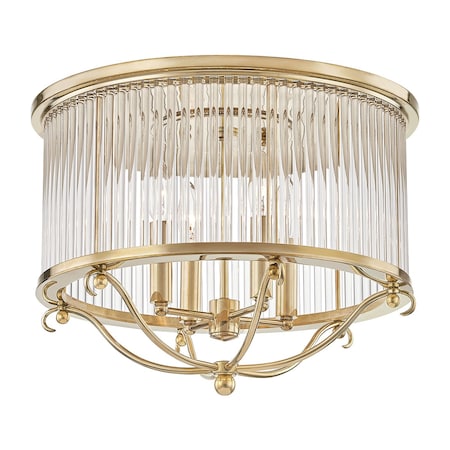 Hudson Valley Lighting Mark D. Sikes X Glass No.1 4 Light Semi Flush 19 In. Aged Brass MDS201-AGB