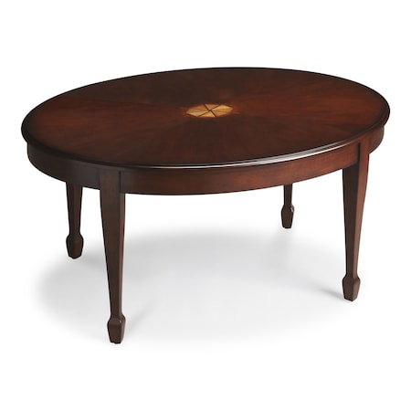 Homeroots 38" Brown and Dark Brown Wood Oval Coffee Table 389916